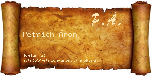 Petrich Áron névjegykártya